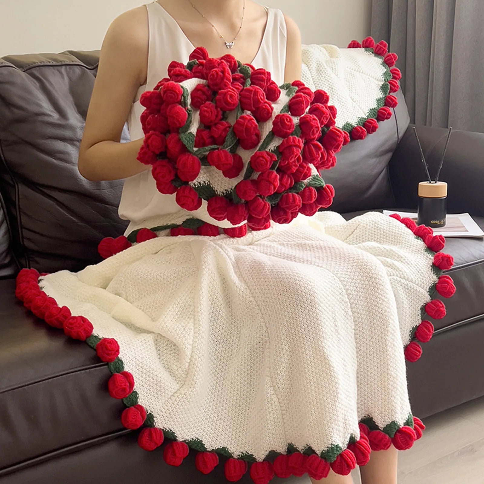 Rosenblumen Kuscheldecke Geschenk